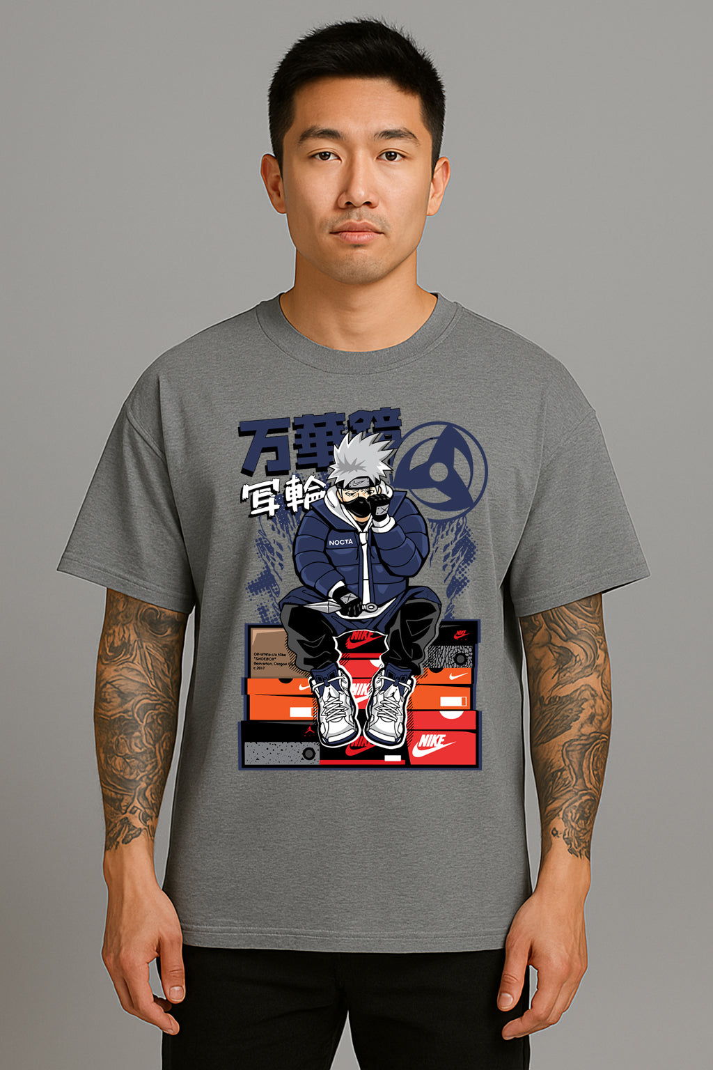 Anime Naruto Sneakerhead Graphic Tee – Kakashi Inspired Streetwear T-Shirt