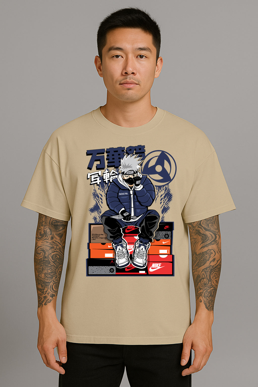Anime Naruto Sneakerhead Graphic Tee – Kakashi Inspired Streetwear T-Shirt