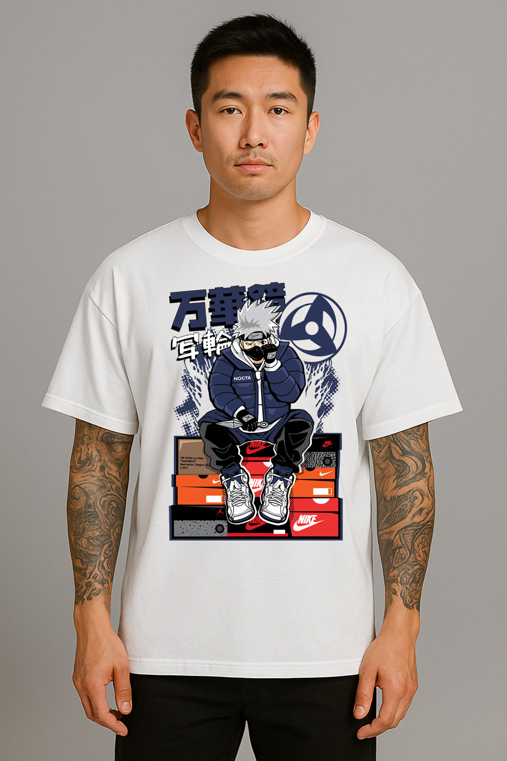 Anime Naruto Sneakerhead Graphic Tee – Kakashi Inspired Streetwear T-Shirt