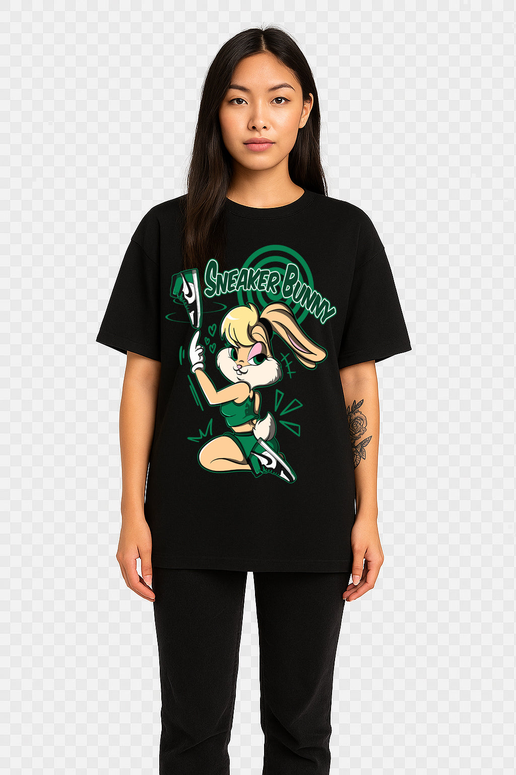 Sneaker Bunny Graphic Tee – Oversized Drop Shoulder Unisex T-Shirt Jordan 1