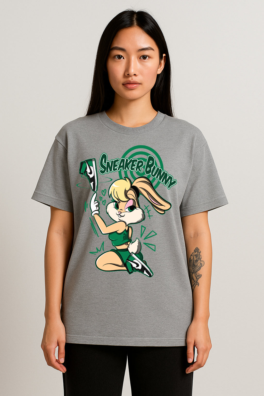 Sneaker Bunny Graphic Tee – Oversized Drop Shoulder Unisex T-Shirt Jordan 1